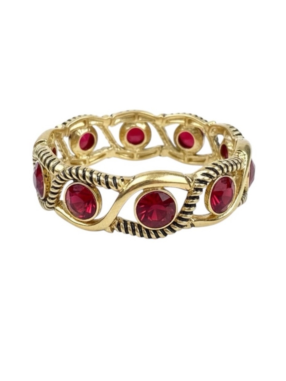 NWT Dana Buchman Antique Gold Stretch Bracelet Faux Rubies